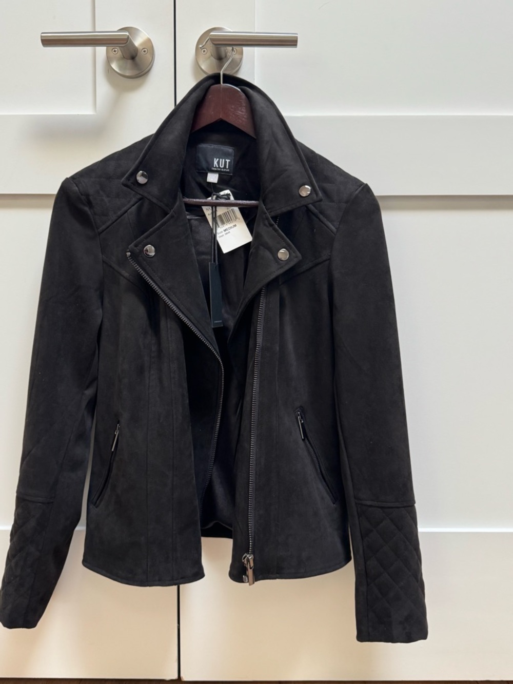 NWT Kut from the Kloth Women's Black Suede Moto Jacket.